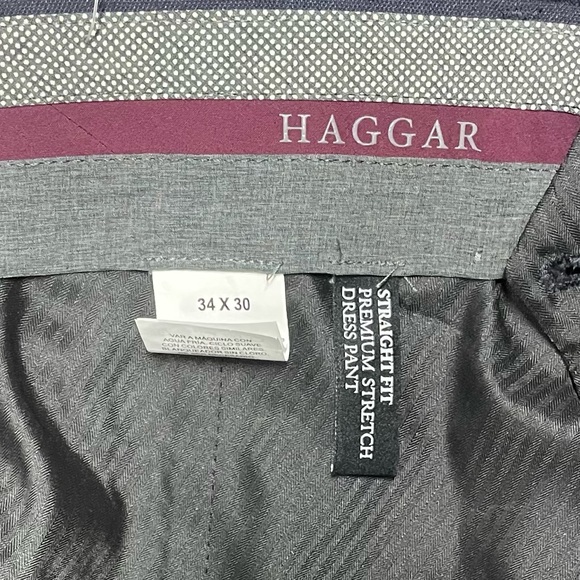 34/30 Haggar Dark Navy Blue Dress Pants Slacks - Picture 6 of 6